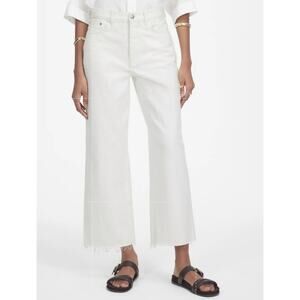 Madewell Low-Slung Baggy Crop Jeans Womens SZ 30 White Denim Rigid Raw Hem NU173